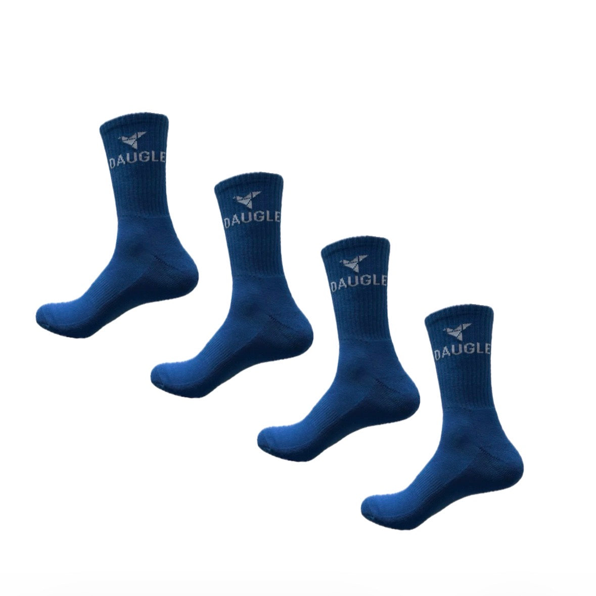 Daugle sports socks, blue , crew neck, athletic training, logo print, rib knit, cotton blend (2 Paar pro Packung)